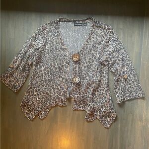 Nina Leonard Textured Black and White Blouse